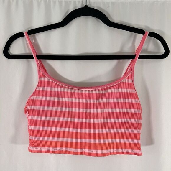 Aerie Swim Top Women's Small Orange Striped Ribbed Padded Pullover Tank - Picture 1 of 6